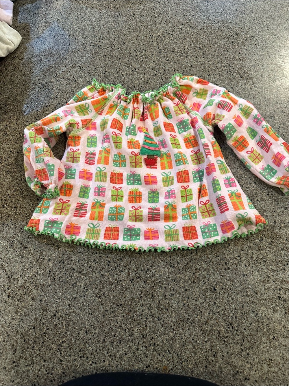 Girls' Long-Sleeve Holiday Present Print Top - Multi